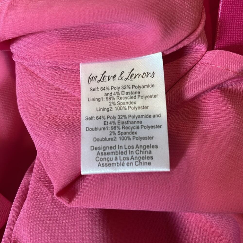 FOR LOVE & LEMONS Selena Baby Doll Plunging V Neckline Pink Mini Dress Size S - Picture 7 of 7
